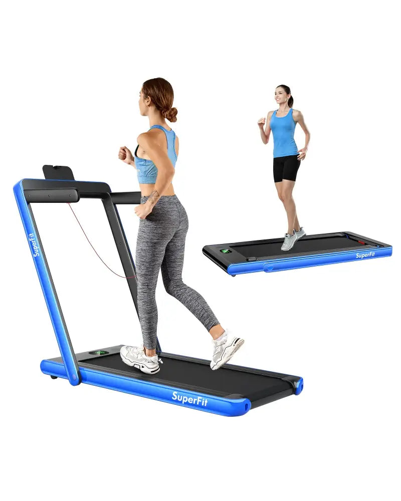 2.25HP 2 in 1 Folding Treadmill with APP Speaker Remote Control-Navy - Navy - Treadmills