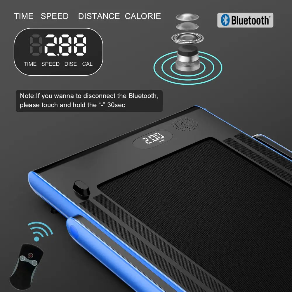 2.25HP 2 in 1 Folding Treadmill with APP Speaker Remote Control-Navy - Navy - Treadmills