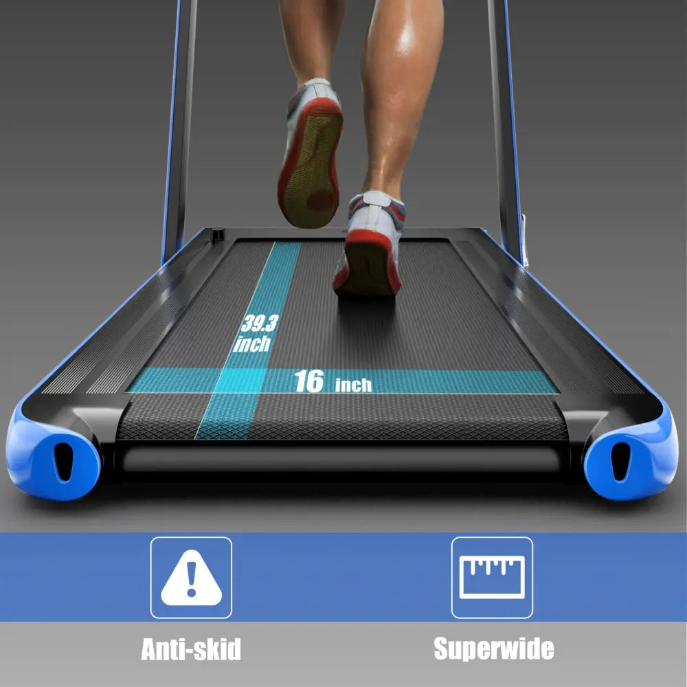 2.25HP 2 in 1 Folding Treadmill with APP Speaker Remote Control-Navy - Navy - Treadmills