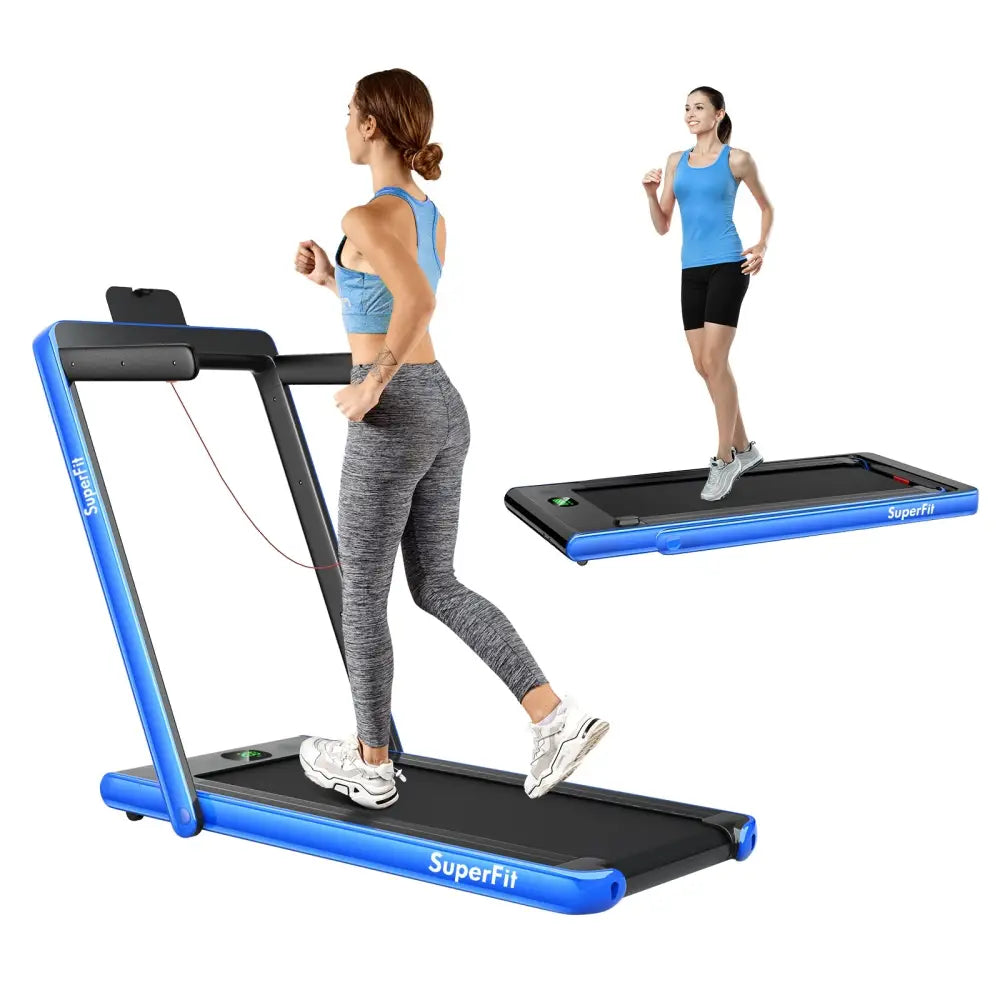 2.25HP 2 in 1 Folding Treadmill with APP Speaker Remote Control-Navy - Navy - Treadmills
