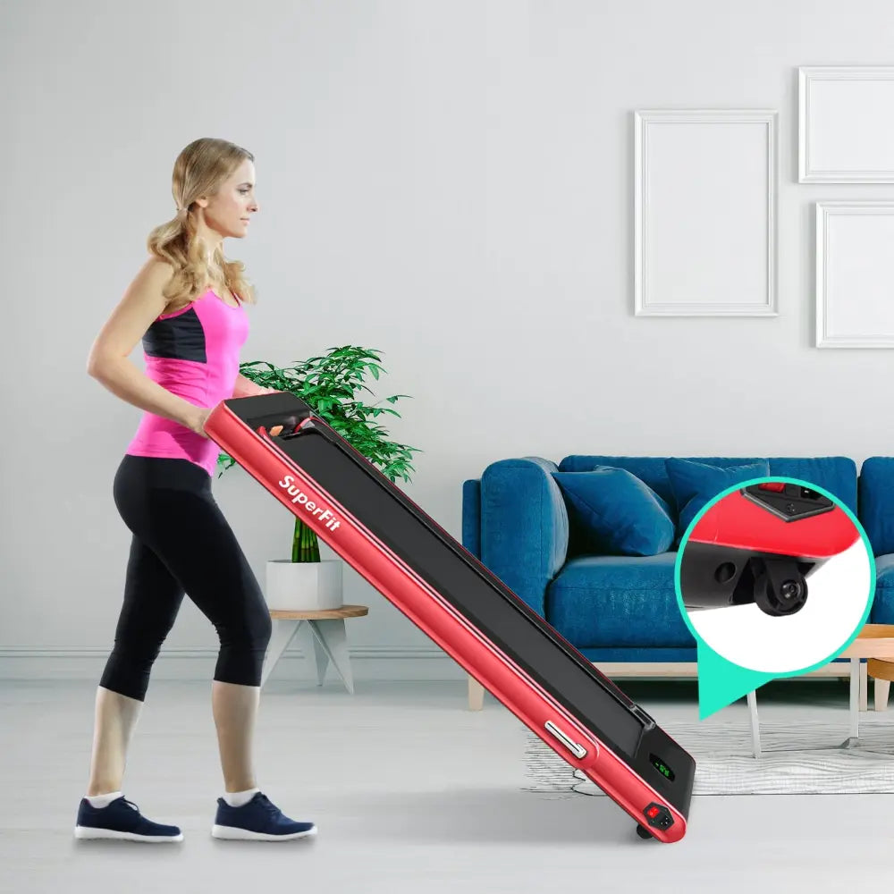 2.25HP 2 in 1 Folding Treadmill with APP Speaker Remote Control-Red - Red - Treadmills