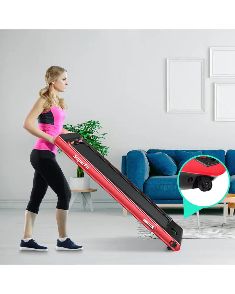 2.25HP 2 in 1 Folding Treadmill with APP Speaker Remote Control-Red - Red - Treadmills
