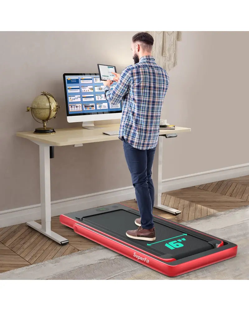 2.25HP 2 in 1 Folding Treadmill with APP Speaker Remote Control-Red - Red - Treadmills