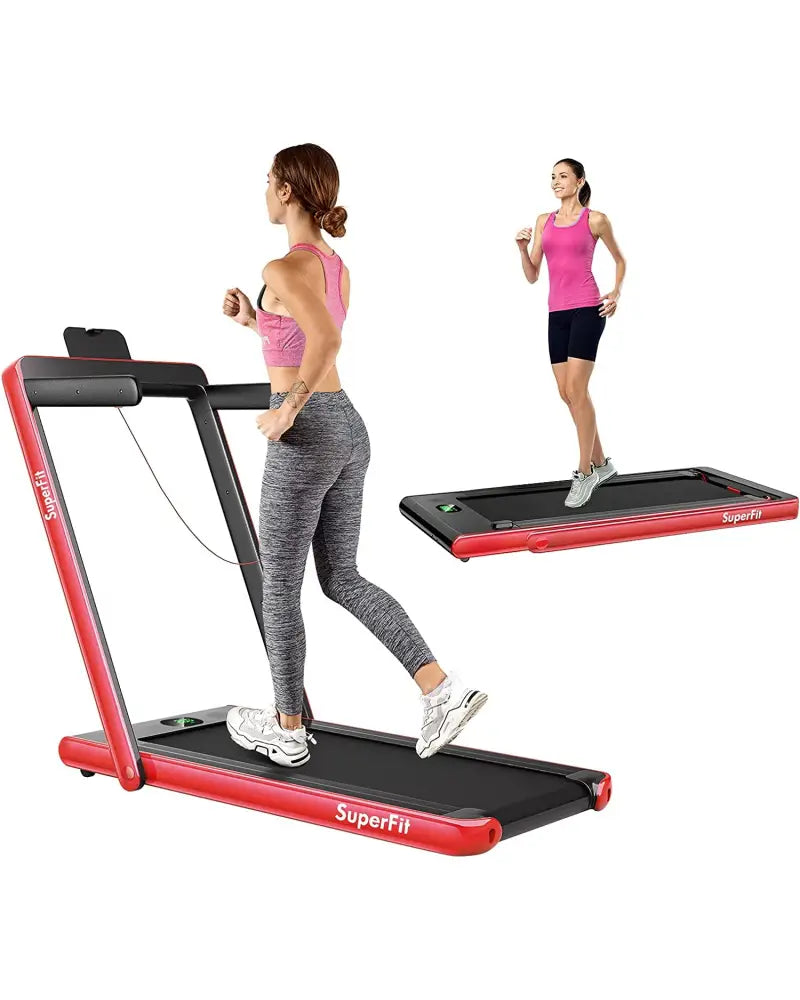 2.25HP 2 in 1 Folding Treadmill with APP Speaker Remote Control-Red - Red - Treadmills