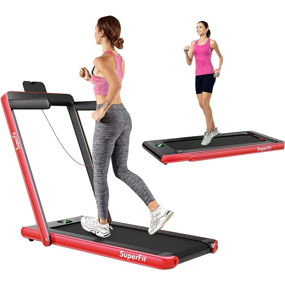 2.25HP 2 in 1 Folding Treadmill with APP Speaker Remote Control-Red - Red - Treadmills