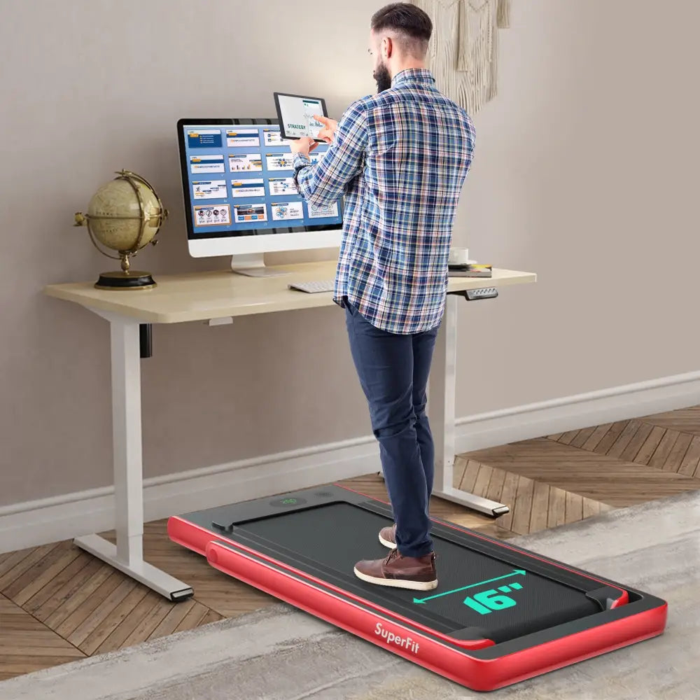 2.25HP 2 in 1 Folding Treadmill with APP Speaker Remote Control-Red - Red - Treadmills