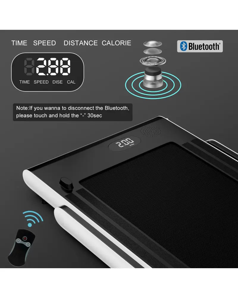 2.25HP 2 in 1 Folding Treadmill with APP Speaker Remote Control-White - White - Treadmills