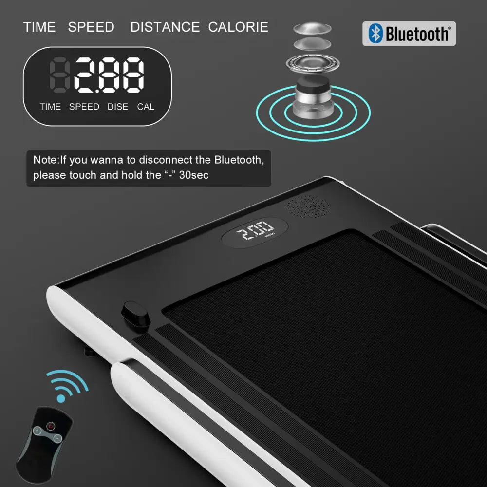2.25HP 2 in 1 Folding Treadmill with APP Speaker Remote Control-White - White - Treadmills