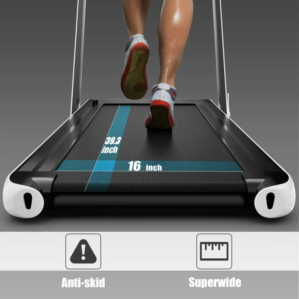 2.25HP 2 in 1 Folding Treadmill with APP Speaker Remote Control-White - White - Treadmills