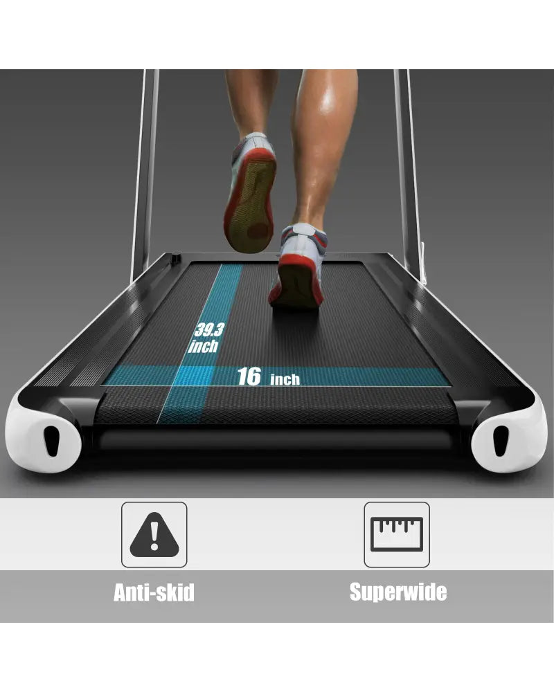 2.25HP 2 in 1 Folding Treadmill with APP Speaker Remote Control-White - White - Treadmills