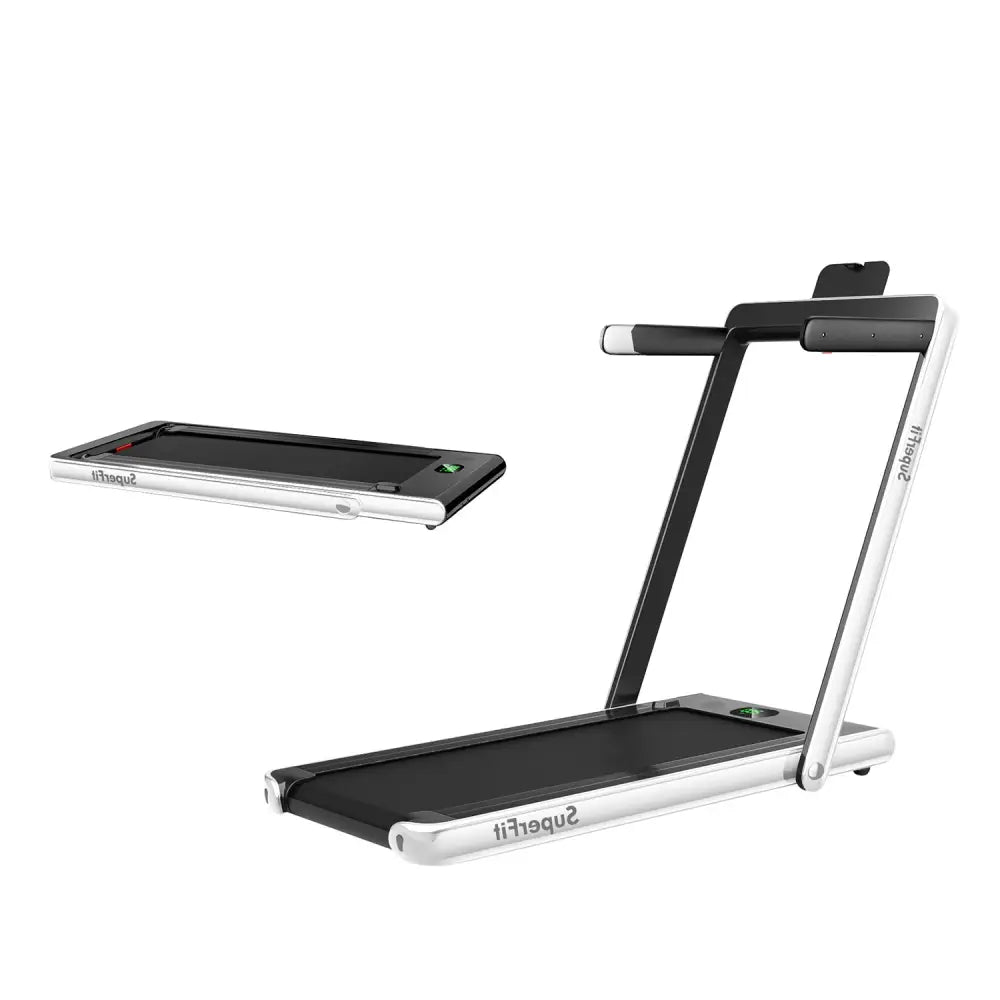 2.25HP 2 in 1 Folding Treadmill with APP Speaker Remote Control-White - White - Treadmills