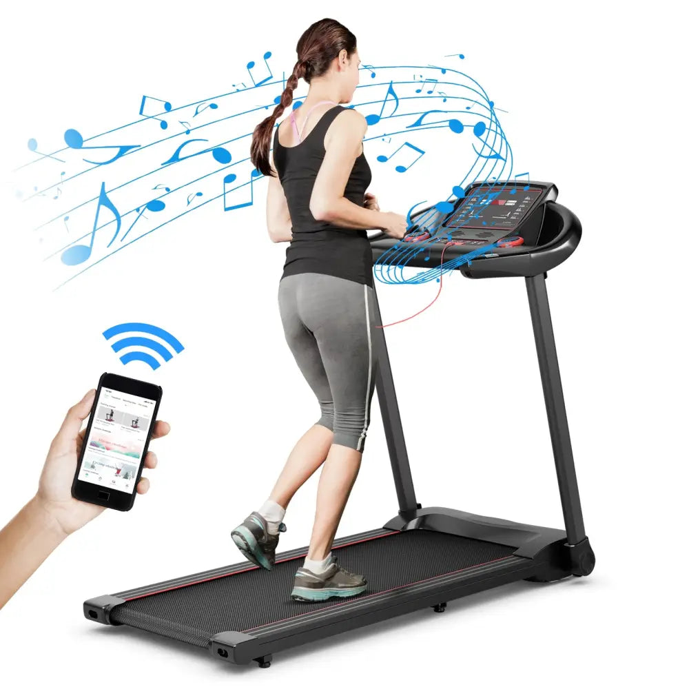 2.25HP Electric Running Machine Treadmill with Speaker and APP Control-Red - Red - Treadmills