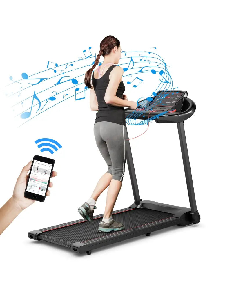2.25HP Electric Running Machine Treadmill with Speaker and APP Control-Red - Red - Treadmills
