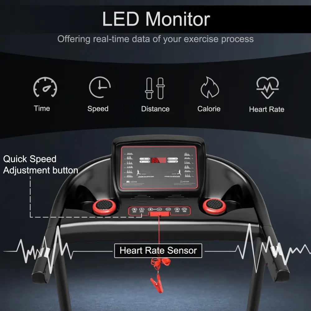 2.25HP Electric Running Machine Treadmill with Speaker and APP Control-Red - Red - Treadmills