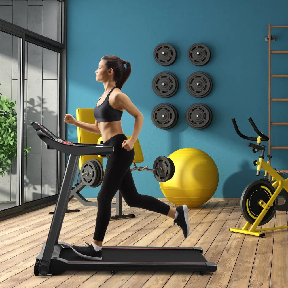2.25HP Electric Running Machine Treadmill with Speaker and APP Control-Red - Red - Treadmills
