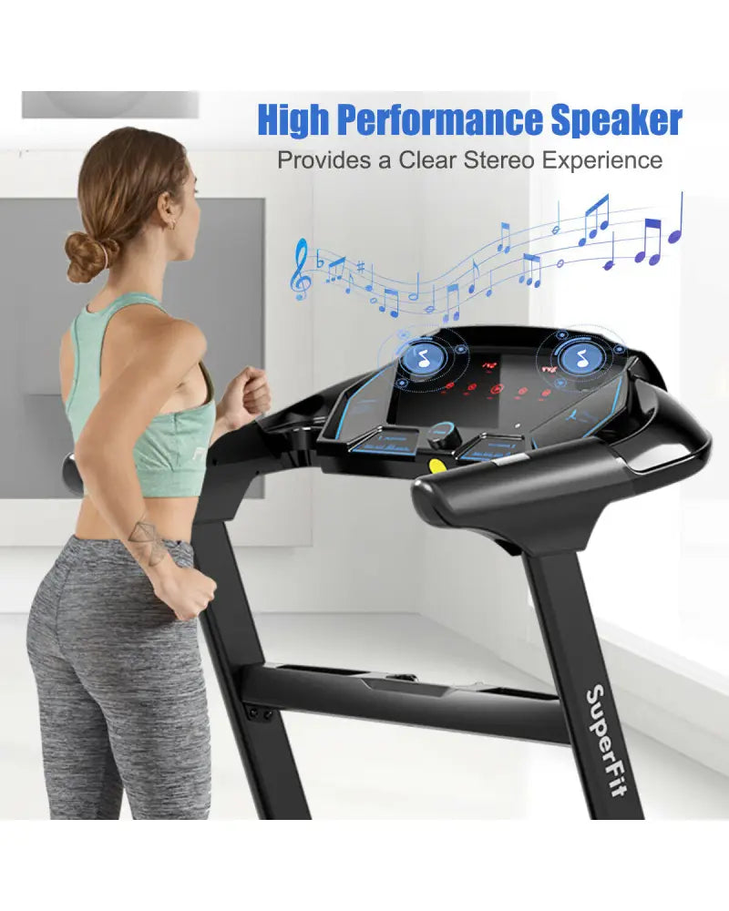 2.25HP Folding Treadmill Running Jogging Machine with APP heart rate bluetooth - Black - Treadmills
