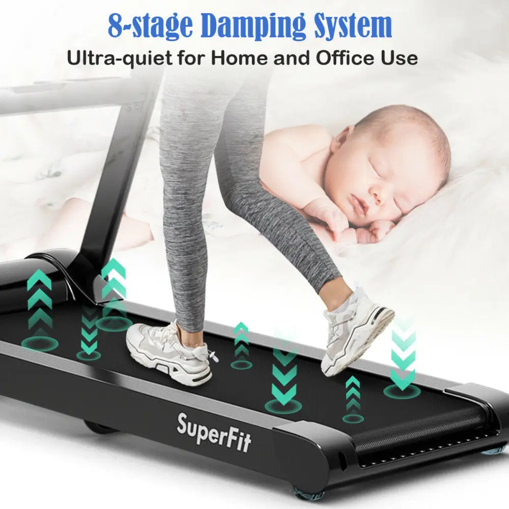 2.25HP Folding Treadmill Running Jogging Machine with APP heart rate bluetooth - Black - Treadmills
