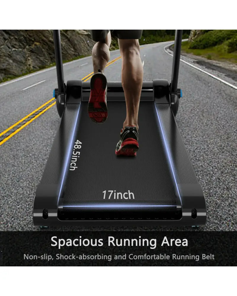 2.25HP Folding Treadmill Running Jogging Machine with APP heart rate bluetooth - Black - Treadmills