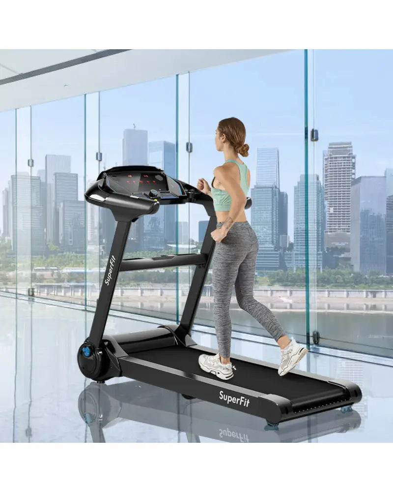 2.25HP Folding Treadmill Running Jogging Machine with APP heart rate bluetooth - Black - Treadmills