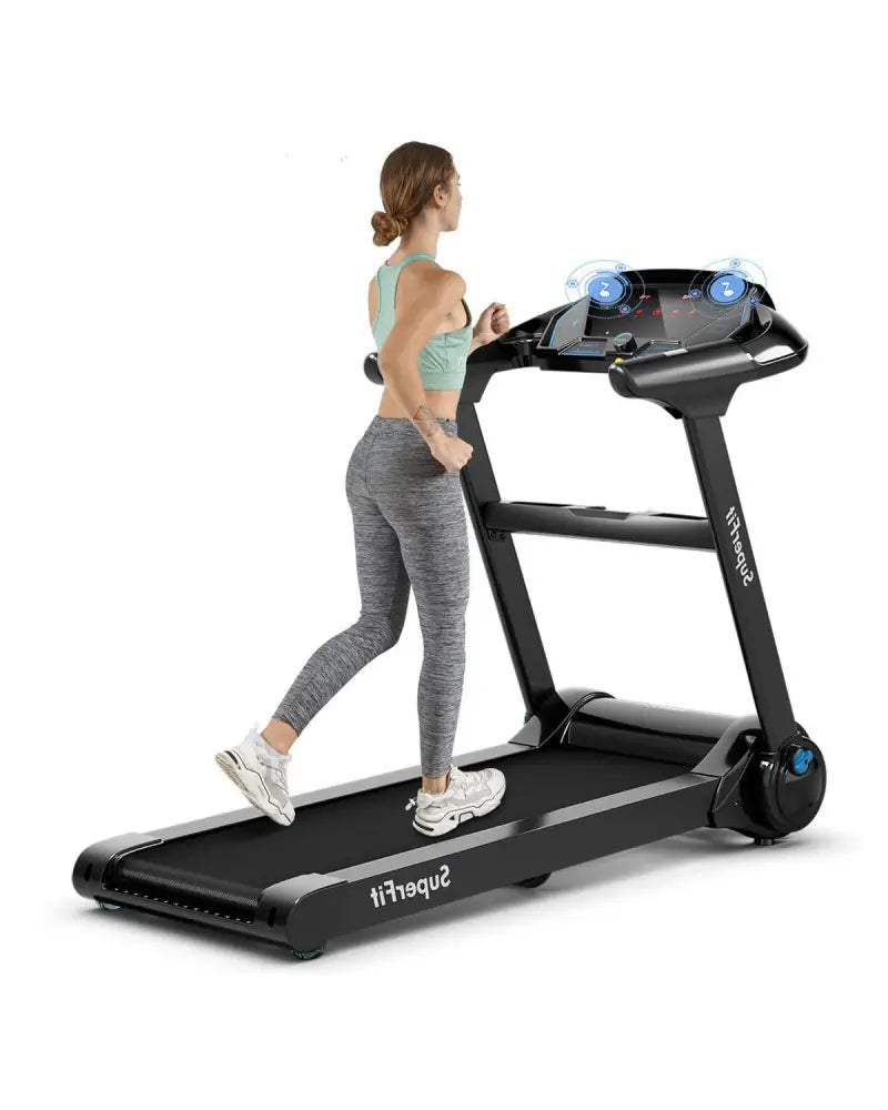 2.25HP Folding Treadmill Running Jogging Machine with APP heart rate bluetooth - Black - Treadmills