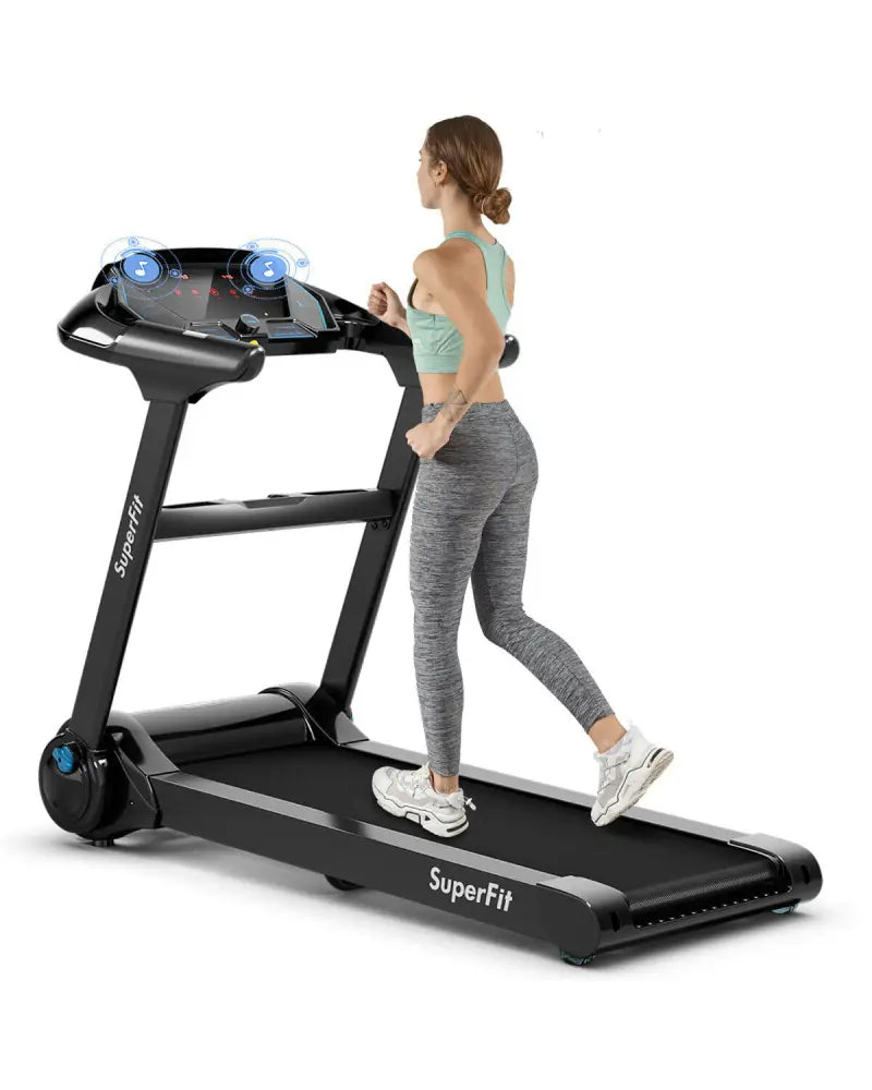 2.25HP Folding Treadmill Running Jogging Machine with APP heart rate bluetooth - Black - Treadmills