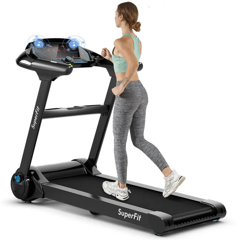 2.25HP Folding Treadmill Running Jogging Machine with APP heart rate bluetooth - Black - Treadmills