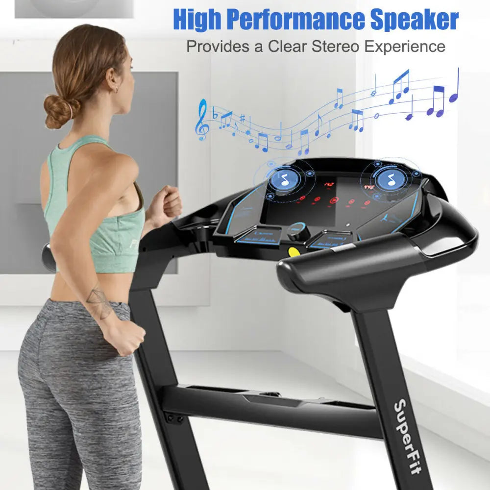 2.25HP Folding Treadmill Running Jogging Machine with APP heart rate bluetooth - Black - Treadmills
