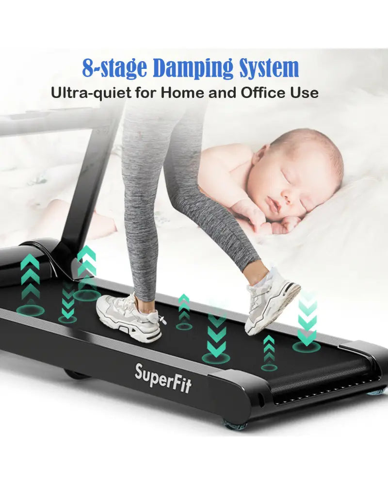 2.25HP Folding Treadmill Running Jogging Machine with APP heart rate bluetooth - Black - Treadmills