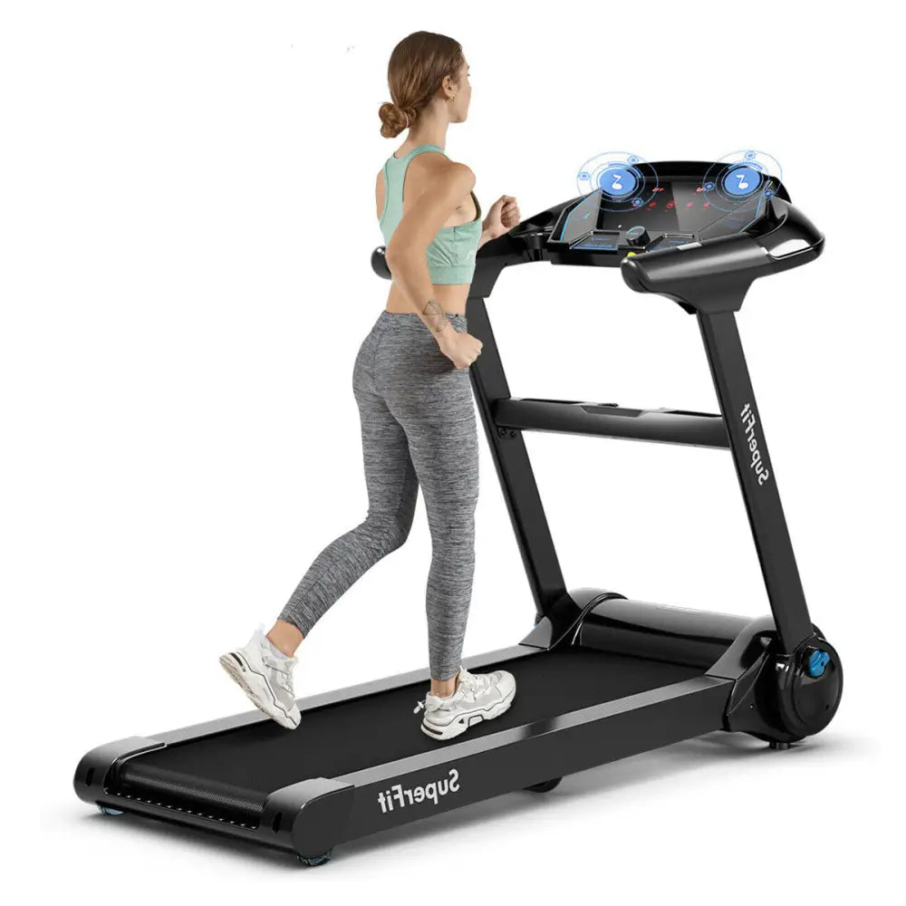2.25HP Folding Treadmill Running Jogging Machine with APP heart rate bluetooth - Black - Treadmills