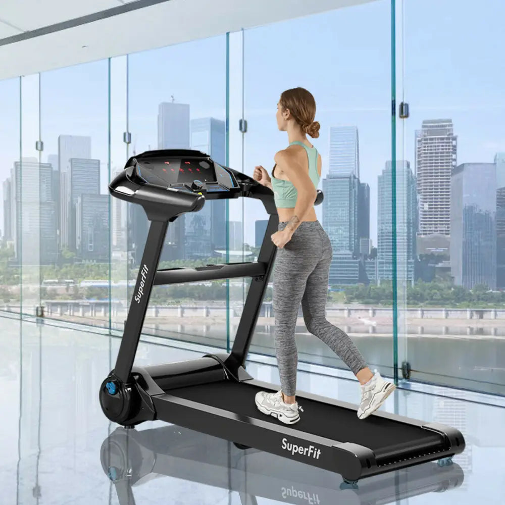 2.25HP Folding Treadmill Running Jogging Machine with APP heart rate bluetooth - Black - Treadmills
