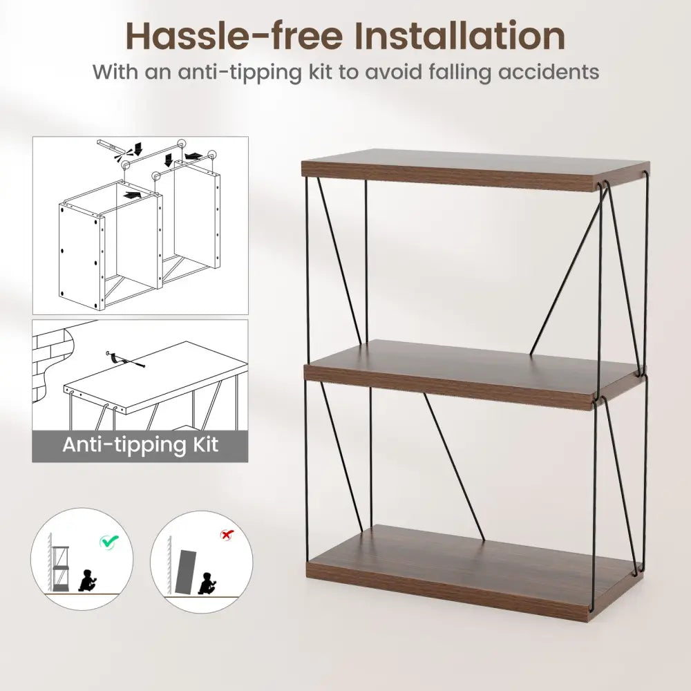 2/3/4/5-Tier Multipurpose Display Rack with Metal Frame-3-Tier Costway