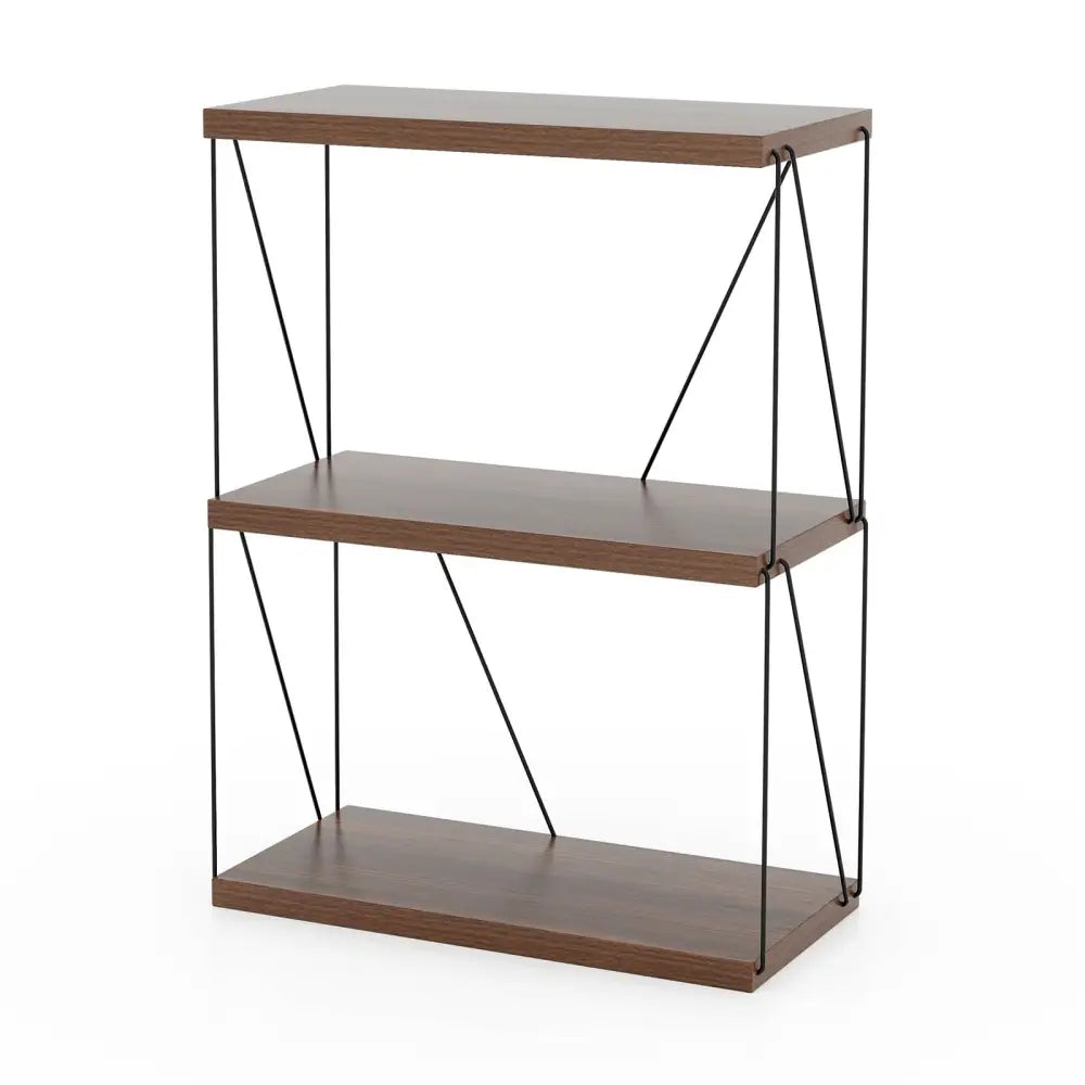 2/3/4/5-Tier Multipurpose Display Rack with Metal Frame-3-Tier - Walnut - Bookcases