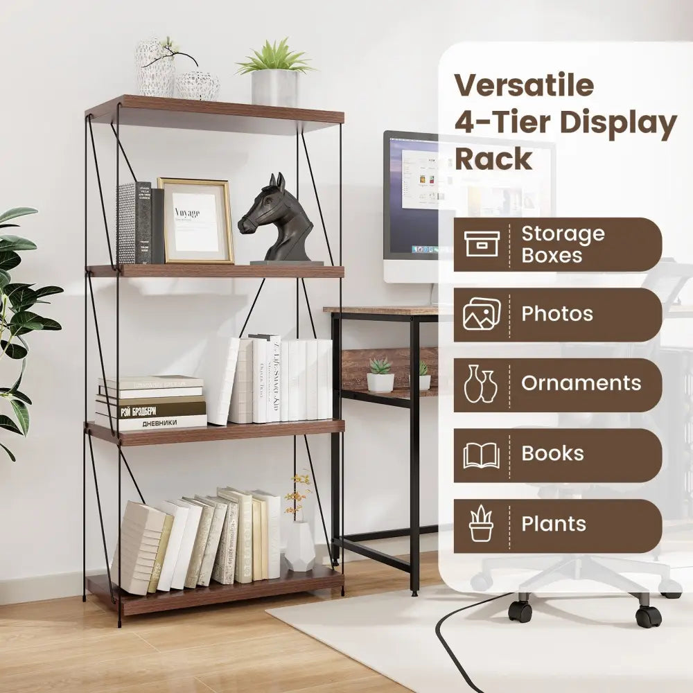 2/3/4/5-Tier Multipurpose Display Rack with Metal Frame-4-Tier Costway