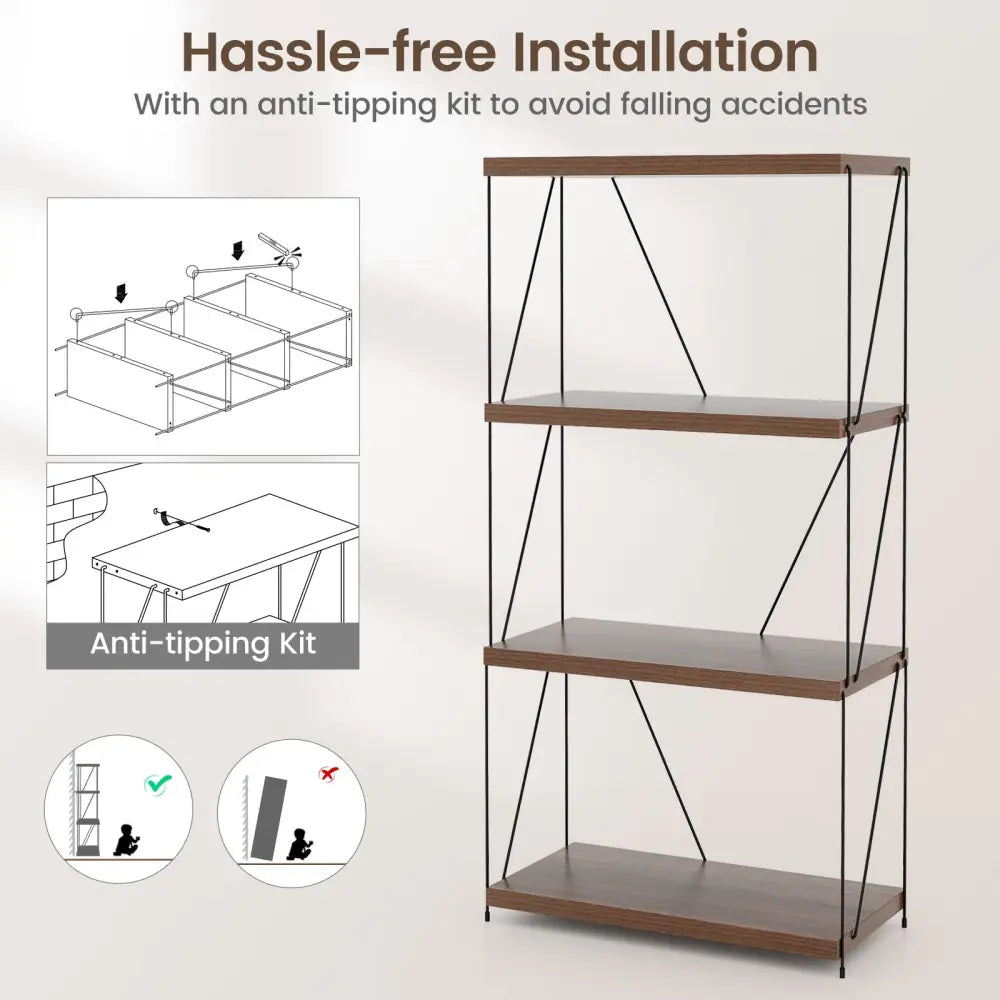 2/3/4/5-Tier Multipurpose Display Rack with Metal Frame-4-Tier Costway