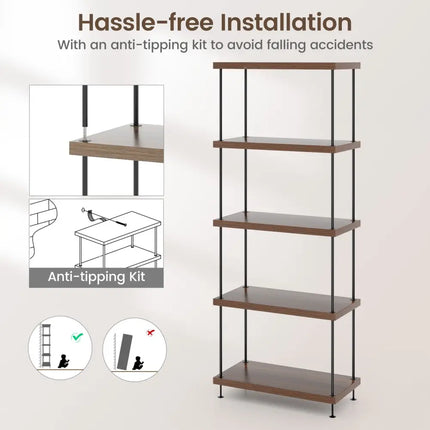 2/3/4/5-Tier Multipurpose Display Rack with Metal Frame-5-Tier Costway