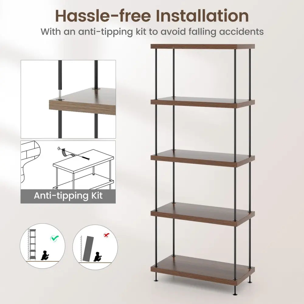 2/3/4/5-Tier Multipurpose Display Rack with Metal Frame-5-Tier Costway