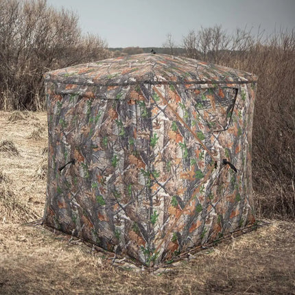 2-3 Person Hunting Blind Portable Pop Up Ground Tent with Carry Bag and Storage Pocket - Multicolor - Tents