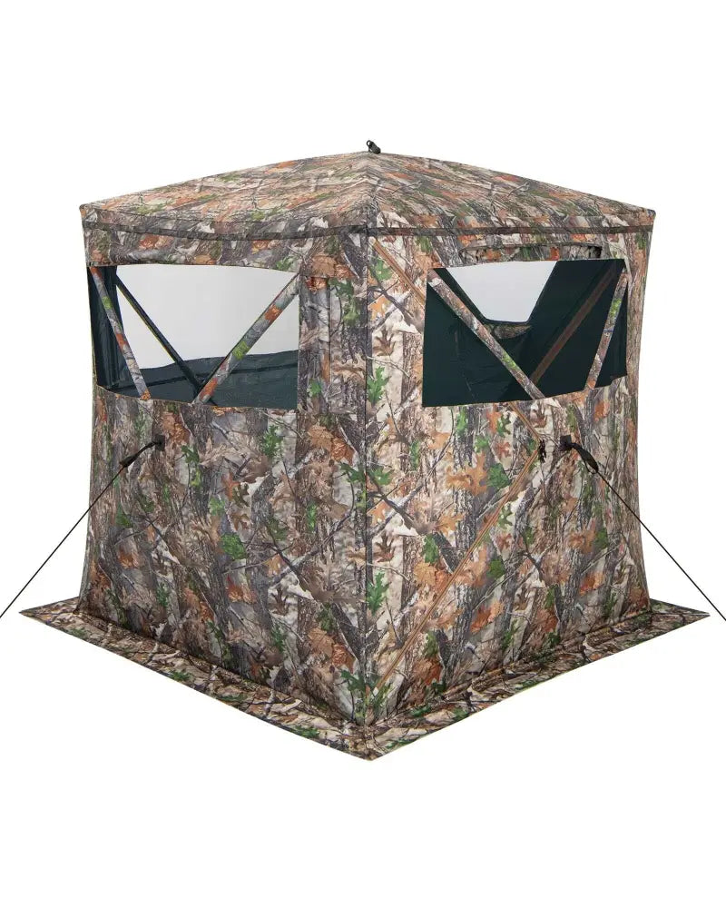 2-3 Person Hunting Blind Portable Pop Up Ground Tent with Carry Bag and Storage Pocket - Multicolor - Tents