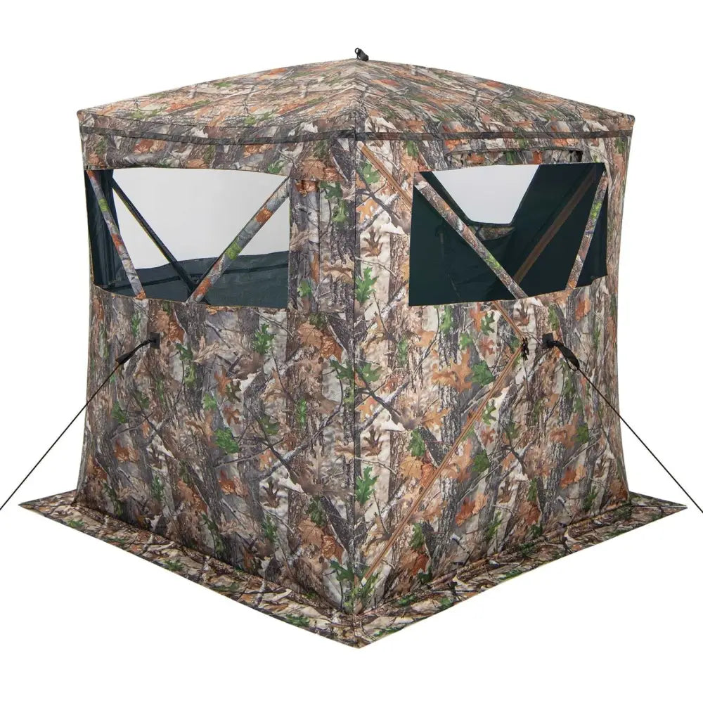 2-3 Person Hunting Blind Portable Pop Up Ground Tent with Carry Bag and Storage Pocket - Multicolor - Tents