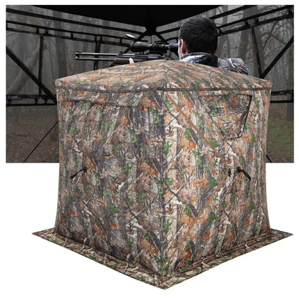 2-3 Person Hunting Blind Portable Pop Up Ground Tent with Carry Bag and Storage Pocket - Multicolor - Tents