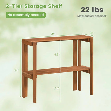 2/3-Tier Folding Wooden Storage Shelves for Entryway and Garden-2-Tier - Plant Stands