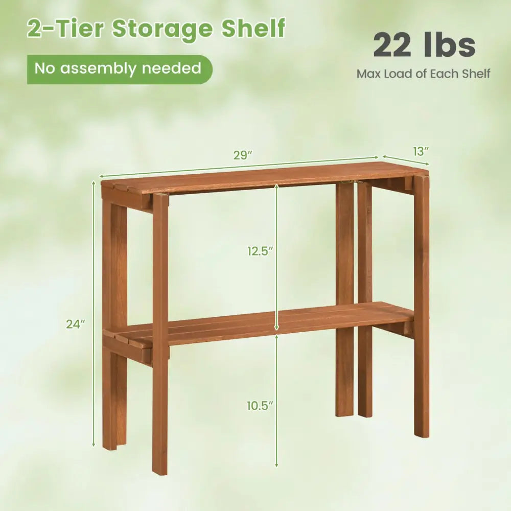 2/3-Tier Folding Wooden Storage Shelves for Entryway and Garden-2-Tier - Plant Stands