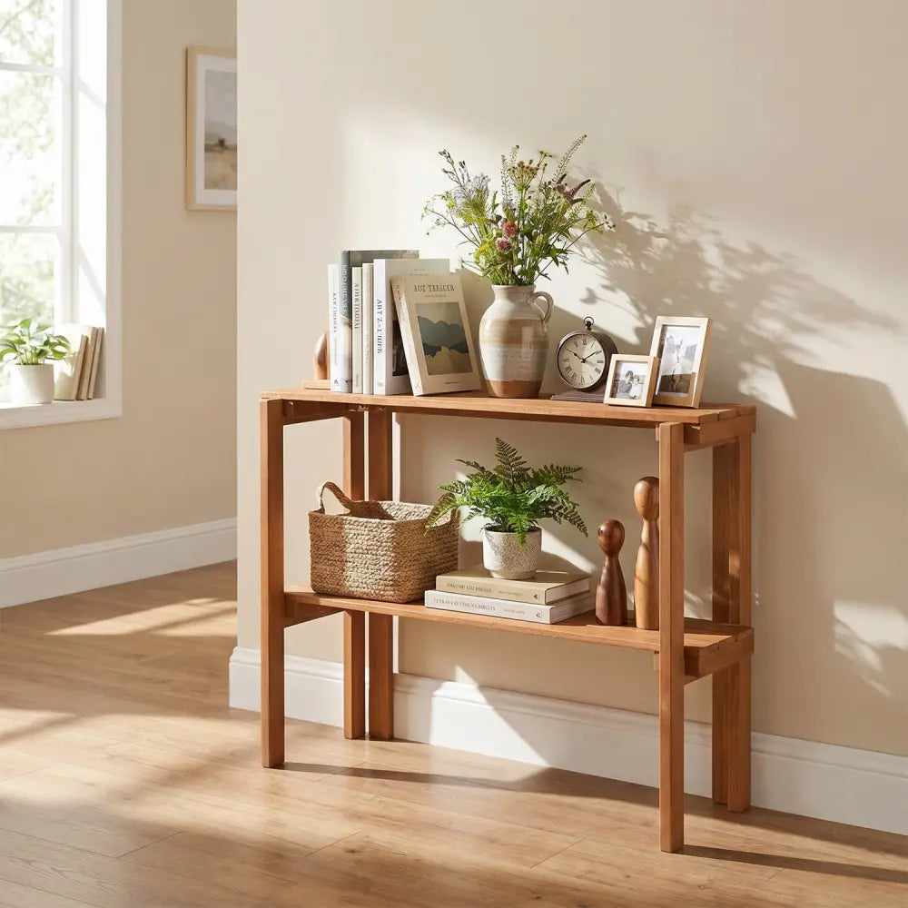 2/3-Tier Folding Wooden Storage Shelves for Entryway and Garden-2-Tier - Plant Stands