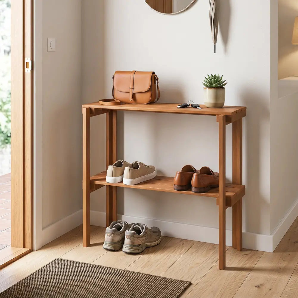2/3-Tier Folding Wooden Storage Shelves for Entryway and Garden-2-Tier - Plant Stands