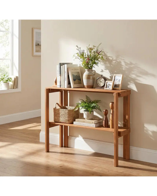 2/3-Tier Folding Wooden Storage Shelves for Entryway and Garden-2-Tier - Plant Stands