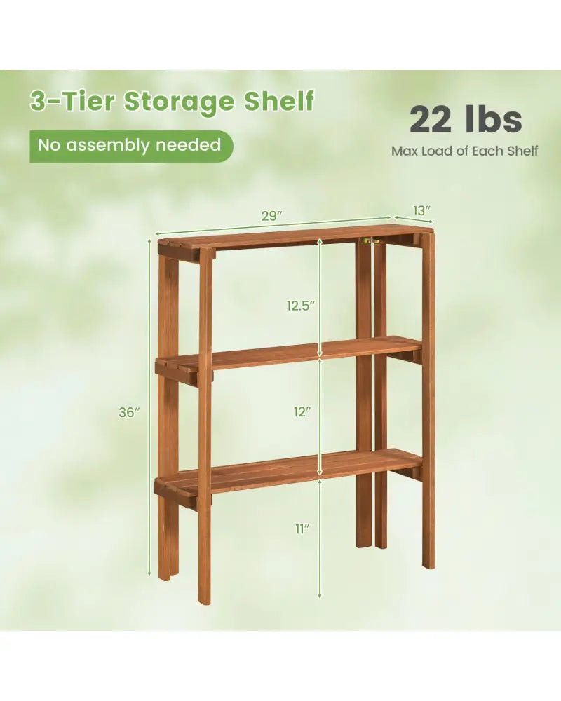2/3-Tier Folding Wooden Storage Shelves for Entryway and Garden-3-Tier - Plant Stands