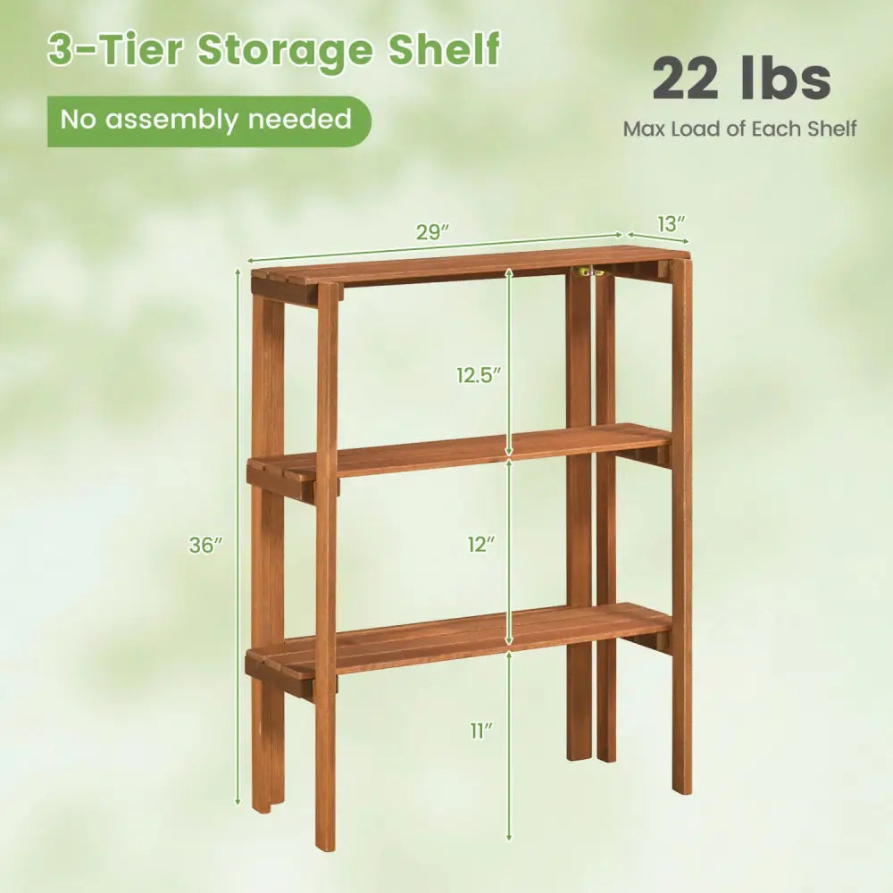 2/3-Tier Folding Wooden Storage Shelves for Entryway and Garden-3-Tier - Plant Stands
