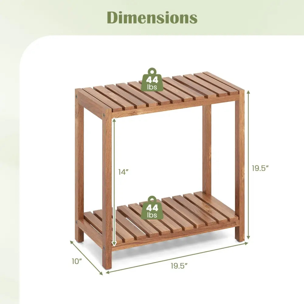 2/3-Tier Side Table Teak Wood Stand Utility Storage Shelf-2-tier - Natural - Plant Stands