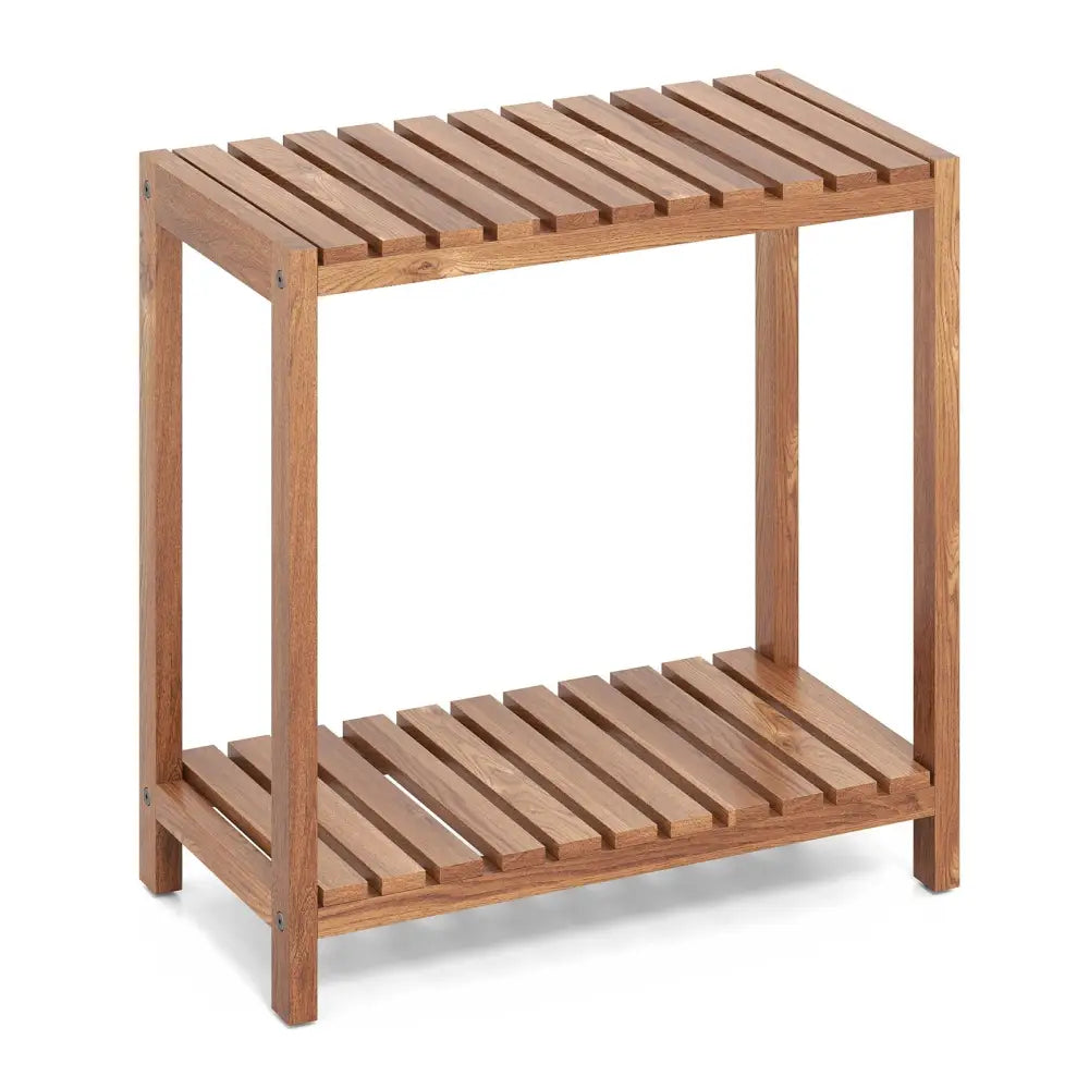 2/3-Tier Side Table Teak Wood Stand Utility Storage Shelf-2-tier - Natural - Plant Stands