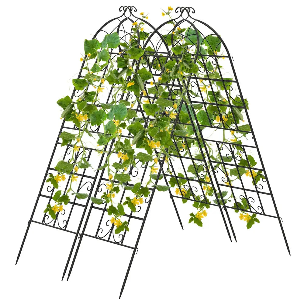 2/4 Pack 71 x 20 Inch Metal Garden Trellis for Climbing Plants-Set of 4 - Black - Plant Supports